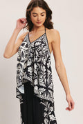 BLACK RIVIERA WOVEN SCARF TOP