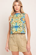 ISLAND MOSAIC WOVEN CROP TOP