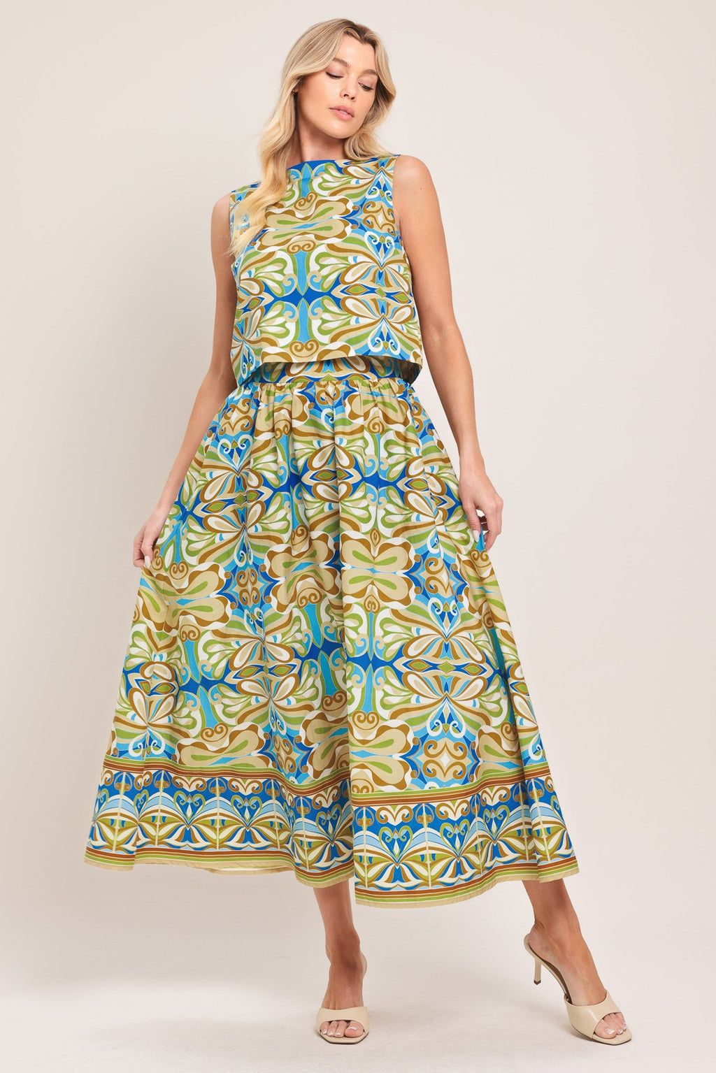 ISLAND MOSAIC WOVEN CROP TOP
