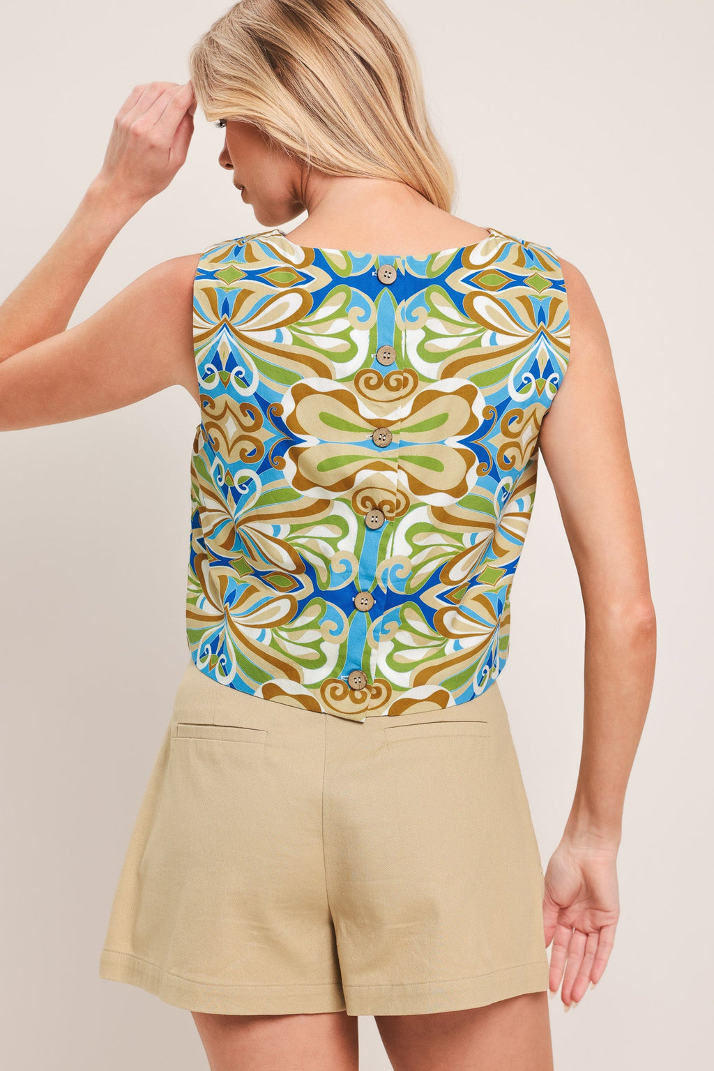 ISLAND MOSAIC WOVEN CROP TOP