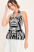 MINIMAL ELEGANCE WOVEN HALTER TOP