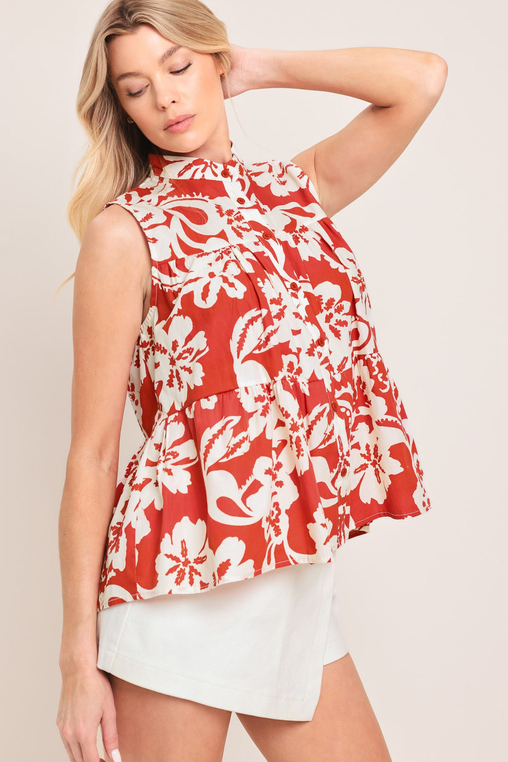 SUNSET BLOOM WOVEN TOP