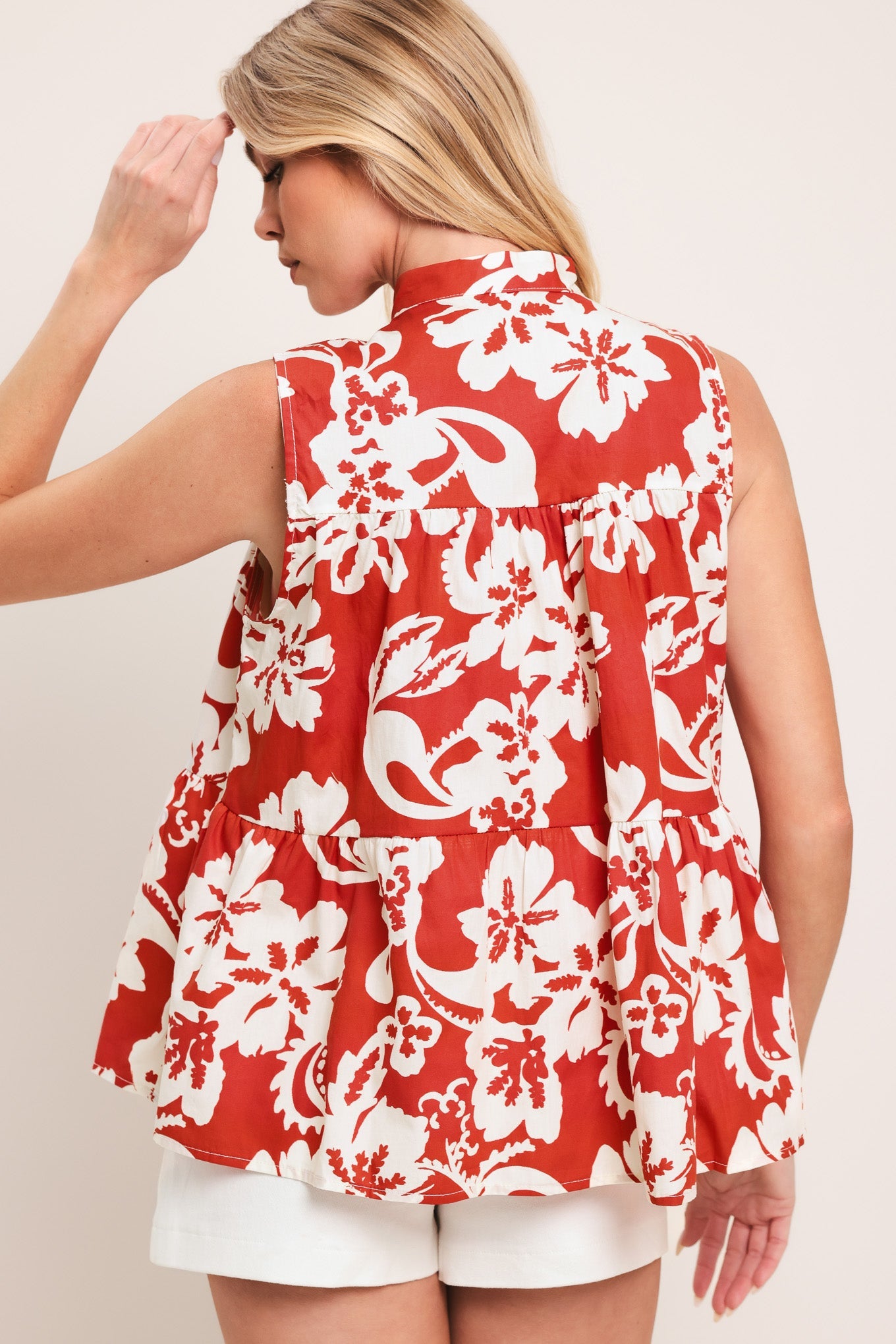 SUNSET BLOOM WOVEN TOP