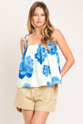 TROPIC BLUE WOVEN TOP