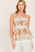VILLA ROSA PEPLUM LOOK WOVEN TOP