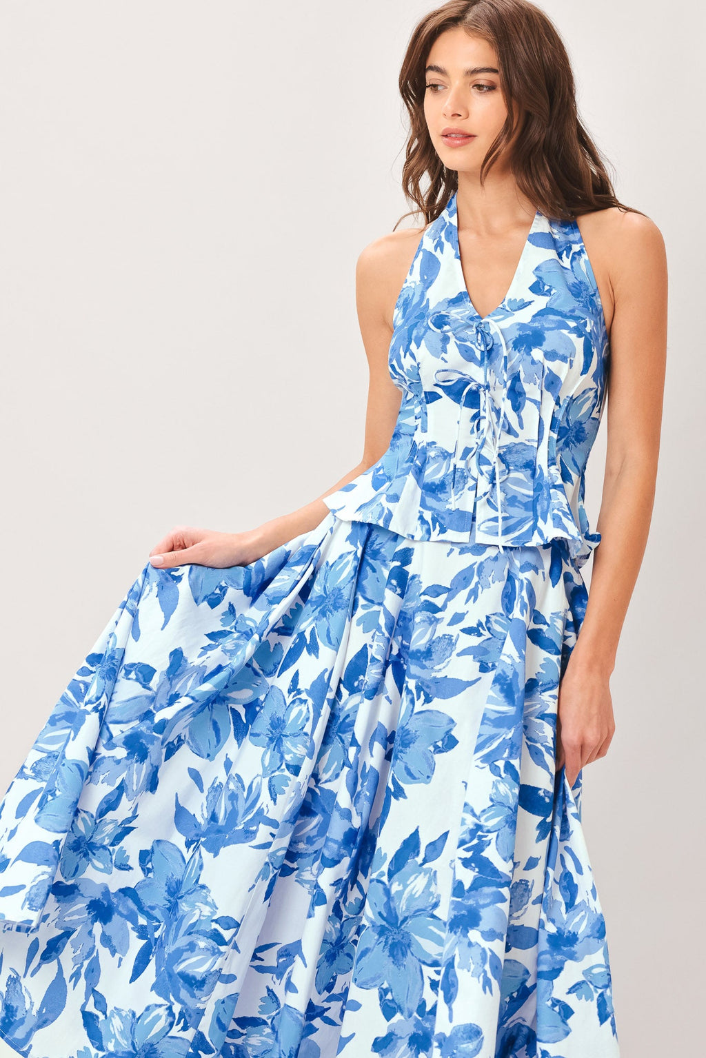 SKY BLOSSOM WOVEN TOP