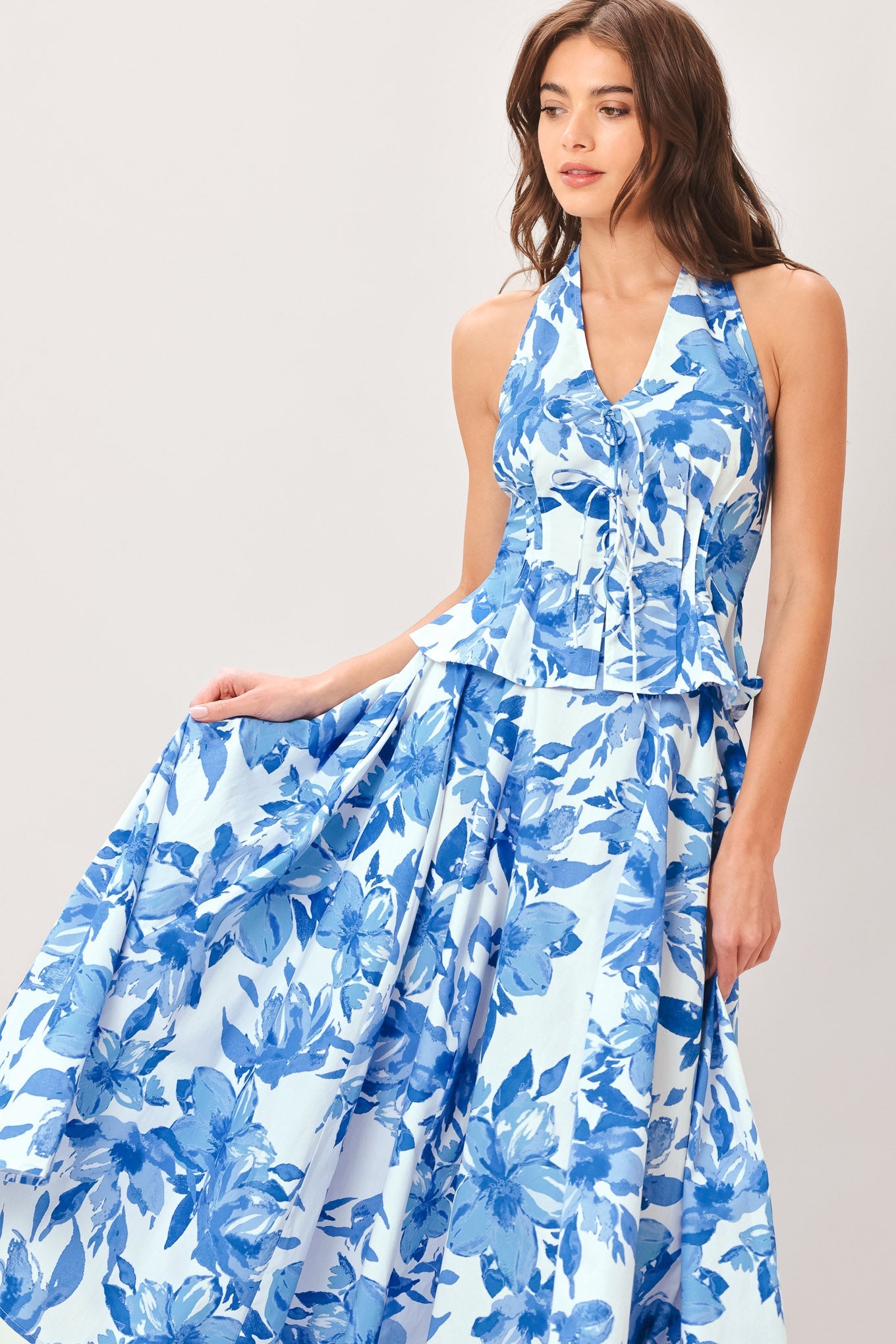 SKY BLOSSOM WOVEN TOP