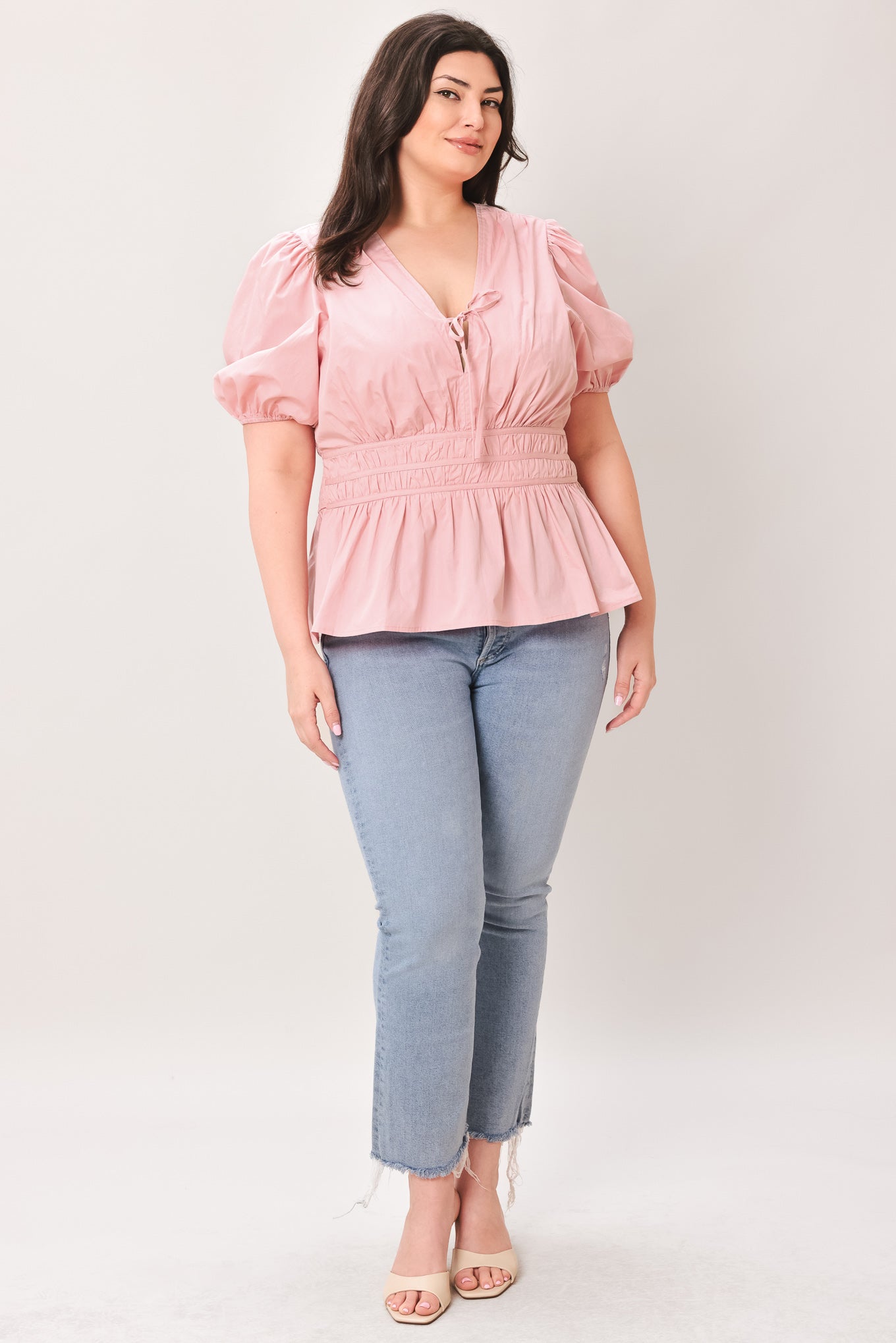LOVELY CHARM PINK WOVEN TOP