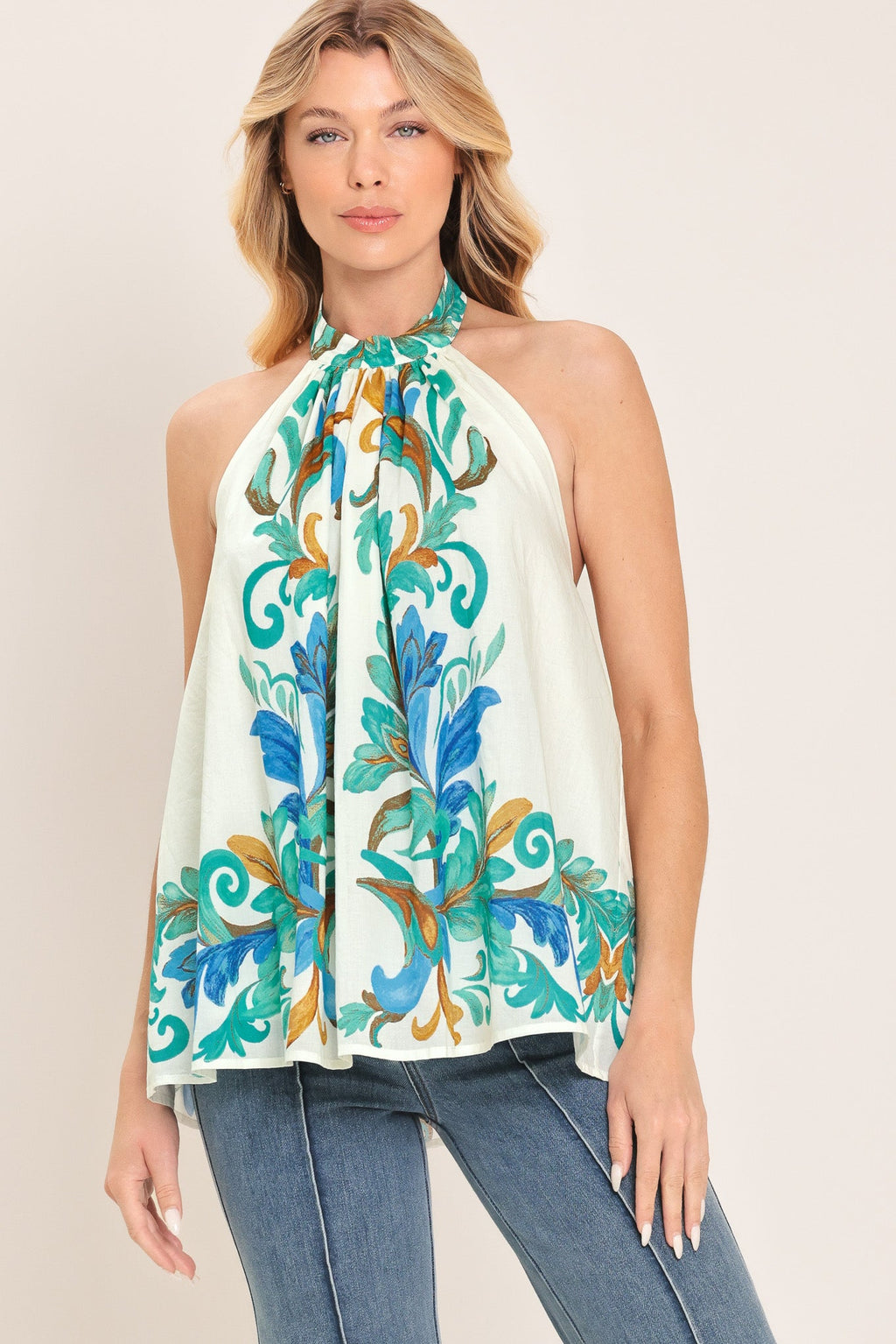 CERULEAN CHARM WOVEN TOP