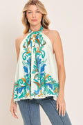 CERULEAN CHARM WOVEN TOP