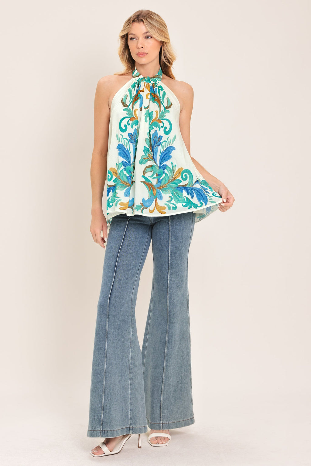 CERULEAN CHARM WOVEN TOP