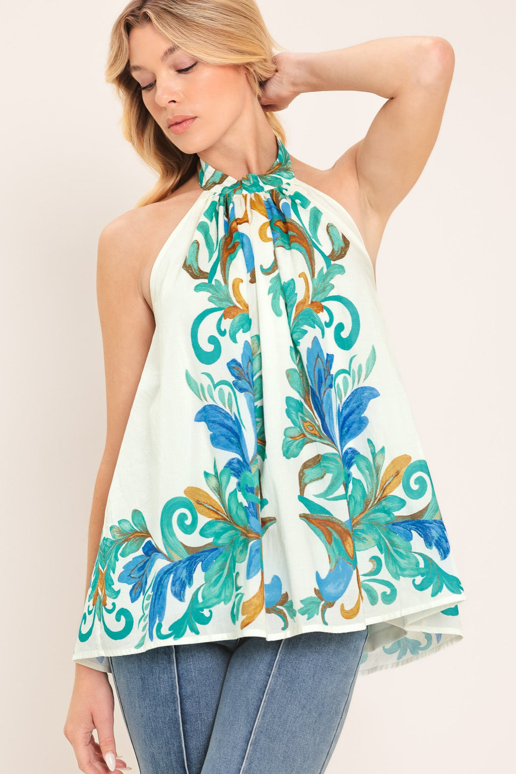 CERULEAN CHARM WOVEN TOP