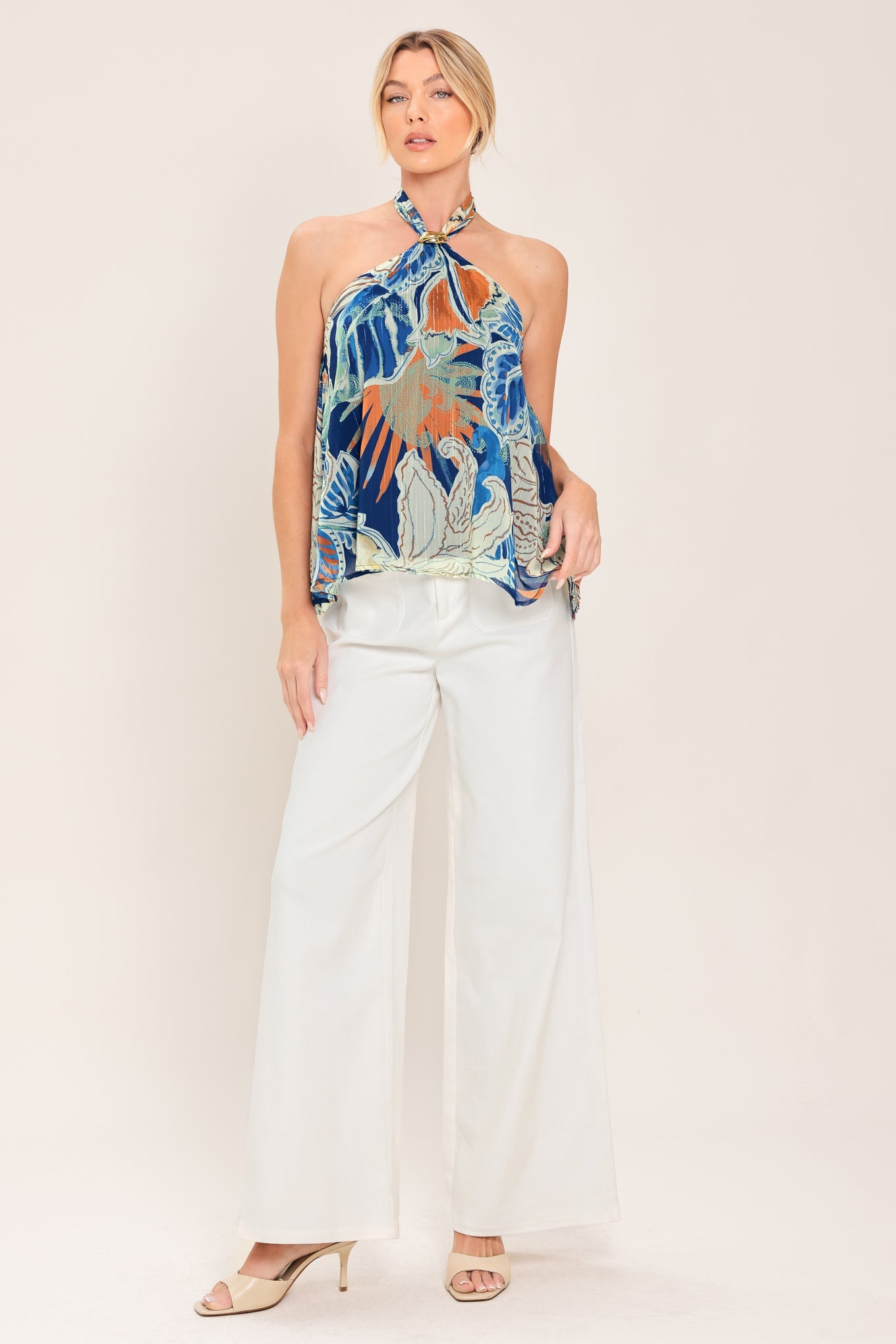 BLUE LAGOON WOVEN HALTER TOP