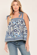 CAPRI COAST TIE-STRAP WOVEN TOP