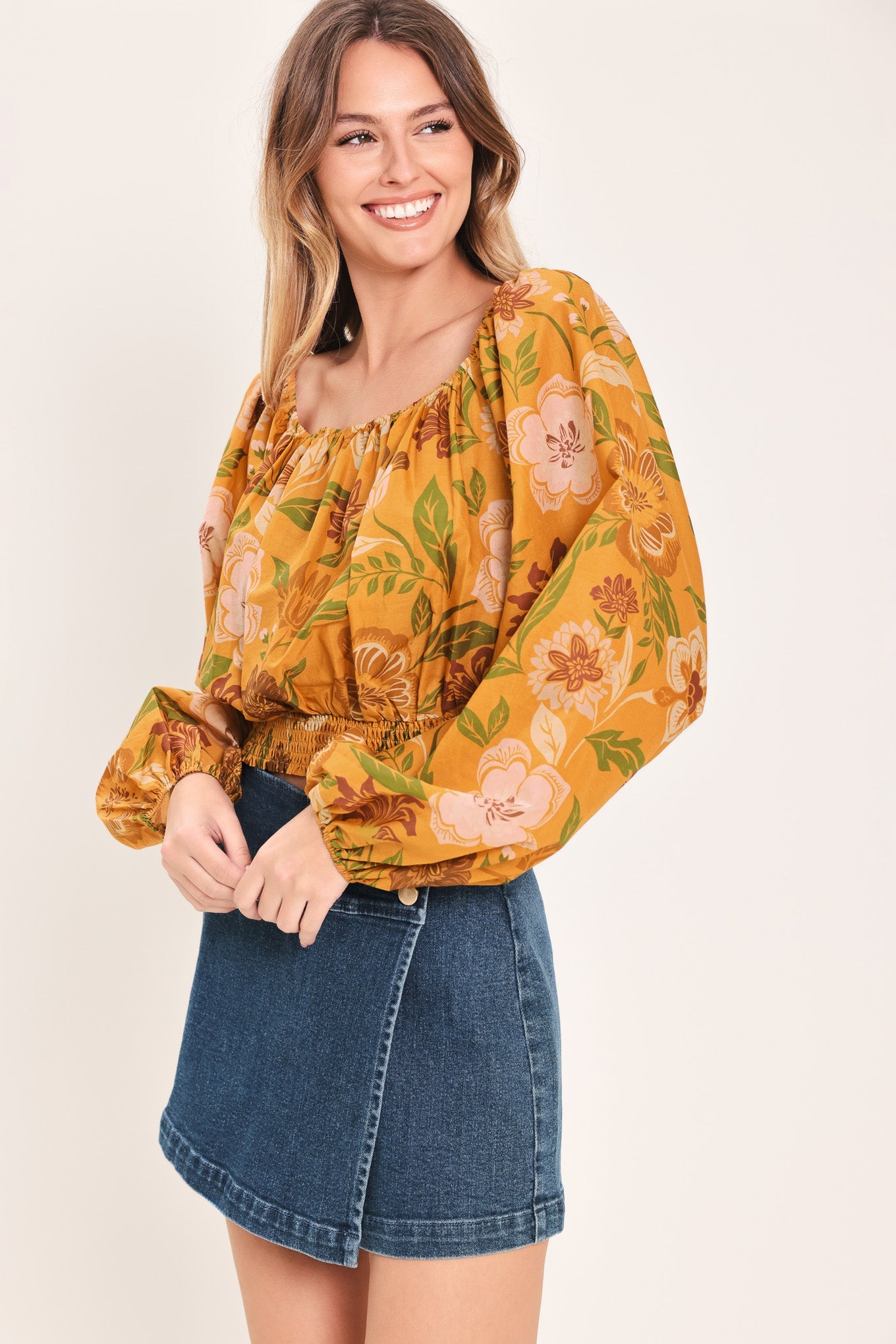 SUNSET GARDEN WOVEN TOP