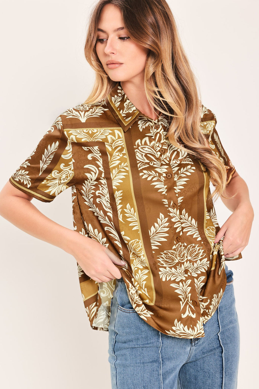 VINTAGE MANOR PALAZZO WOVEN TOP