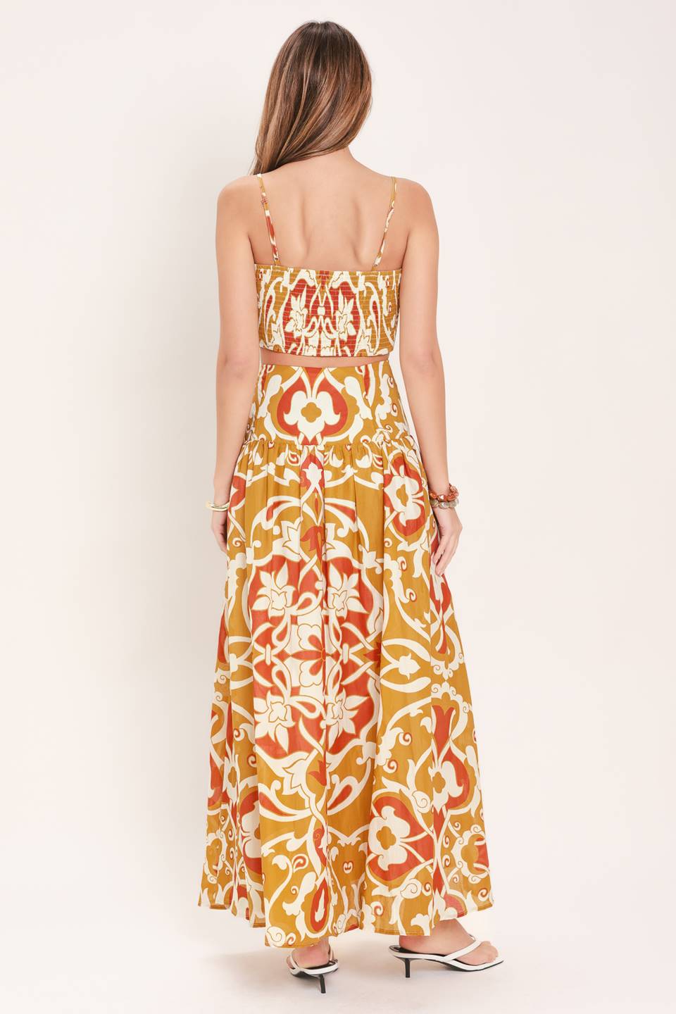 GOLDEN ISLAND WOVEN TOP AND SKIRT SET