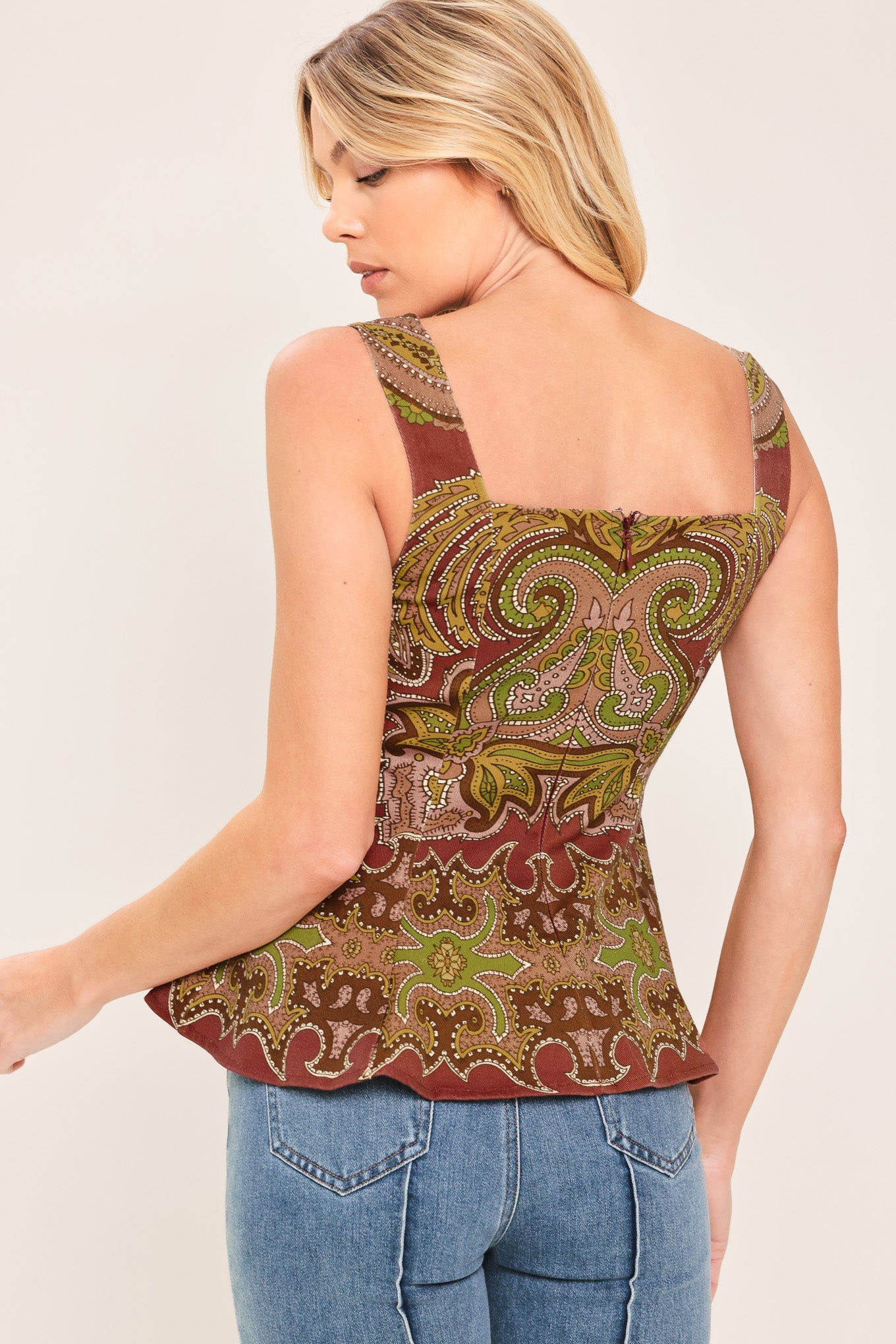 RUSTIC MEDALLION WOVEN TOP