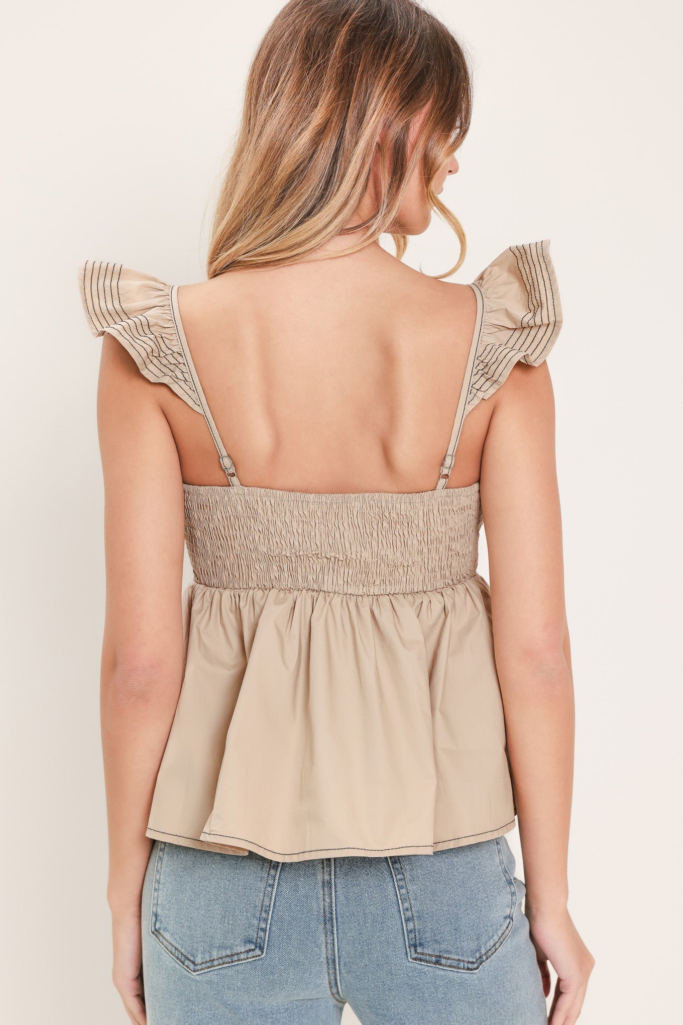 SEASIDE FLUTTER WOVEN TOP