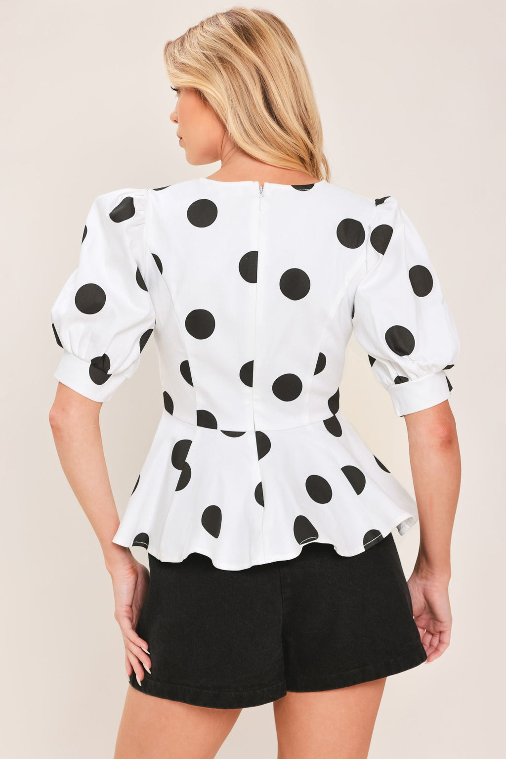 RETRO POLKA DOT WOVEN TOP