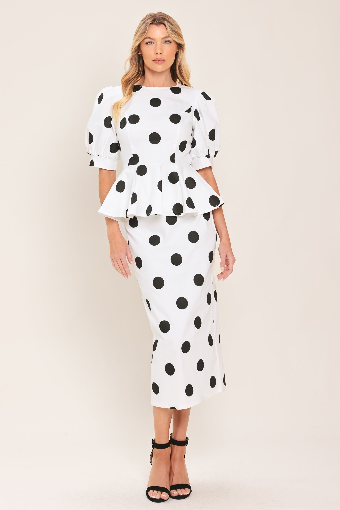 RETRO POLKA DOT WOVEN TOP