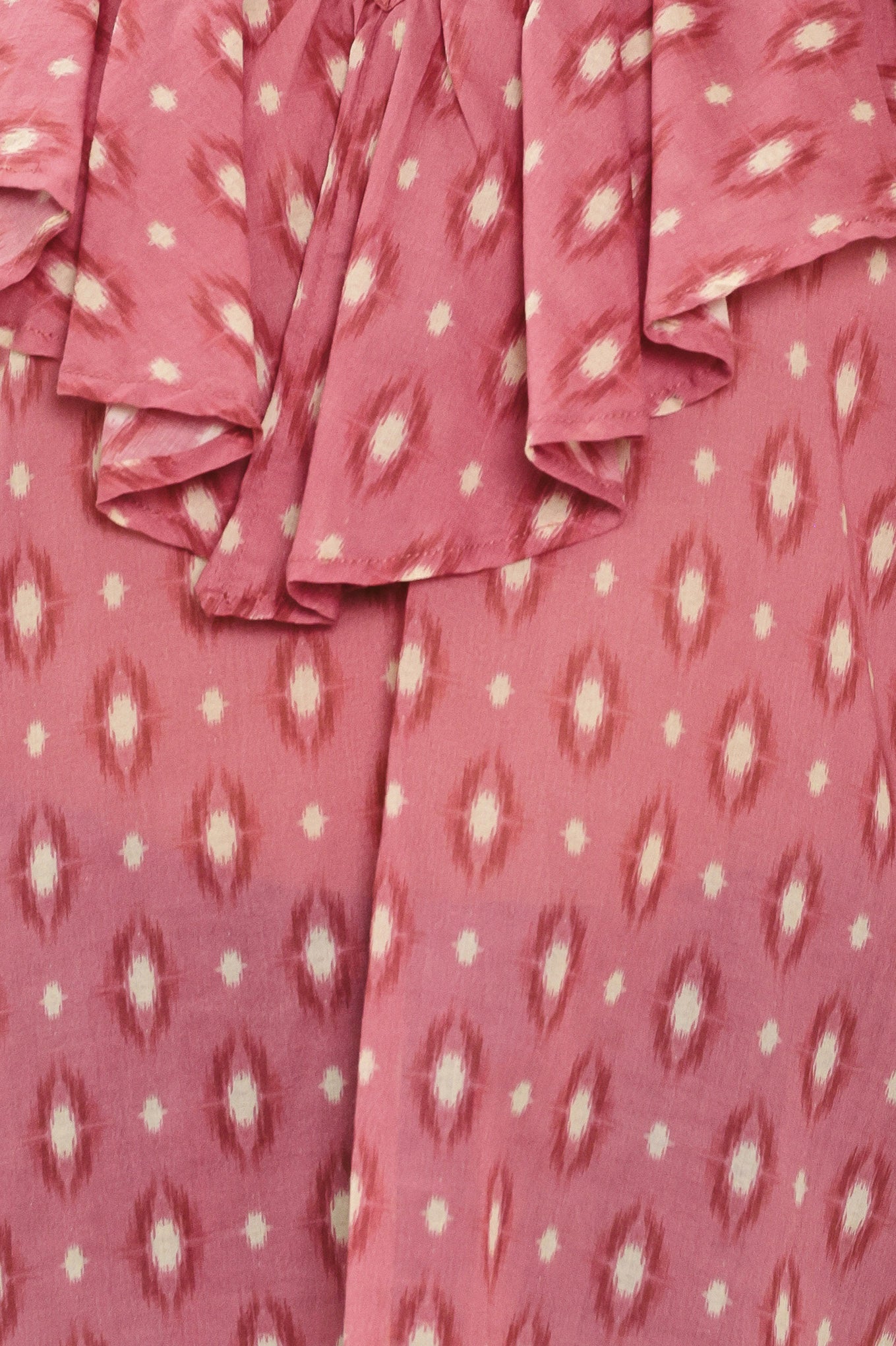 ROSE IKAT RUFFLE WOVEN TOP