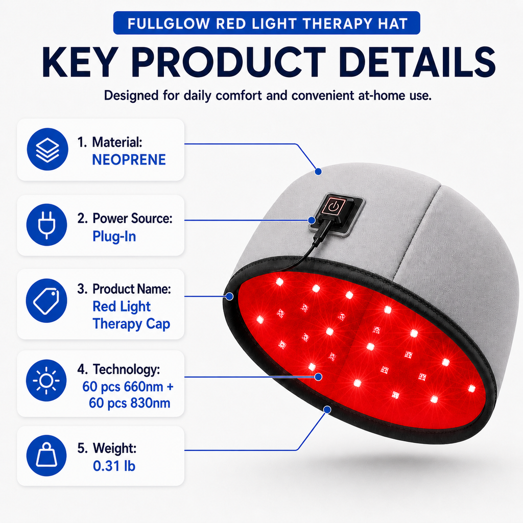 FullGlow Red Light and Infrared Therapy Hat