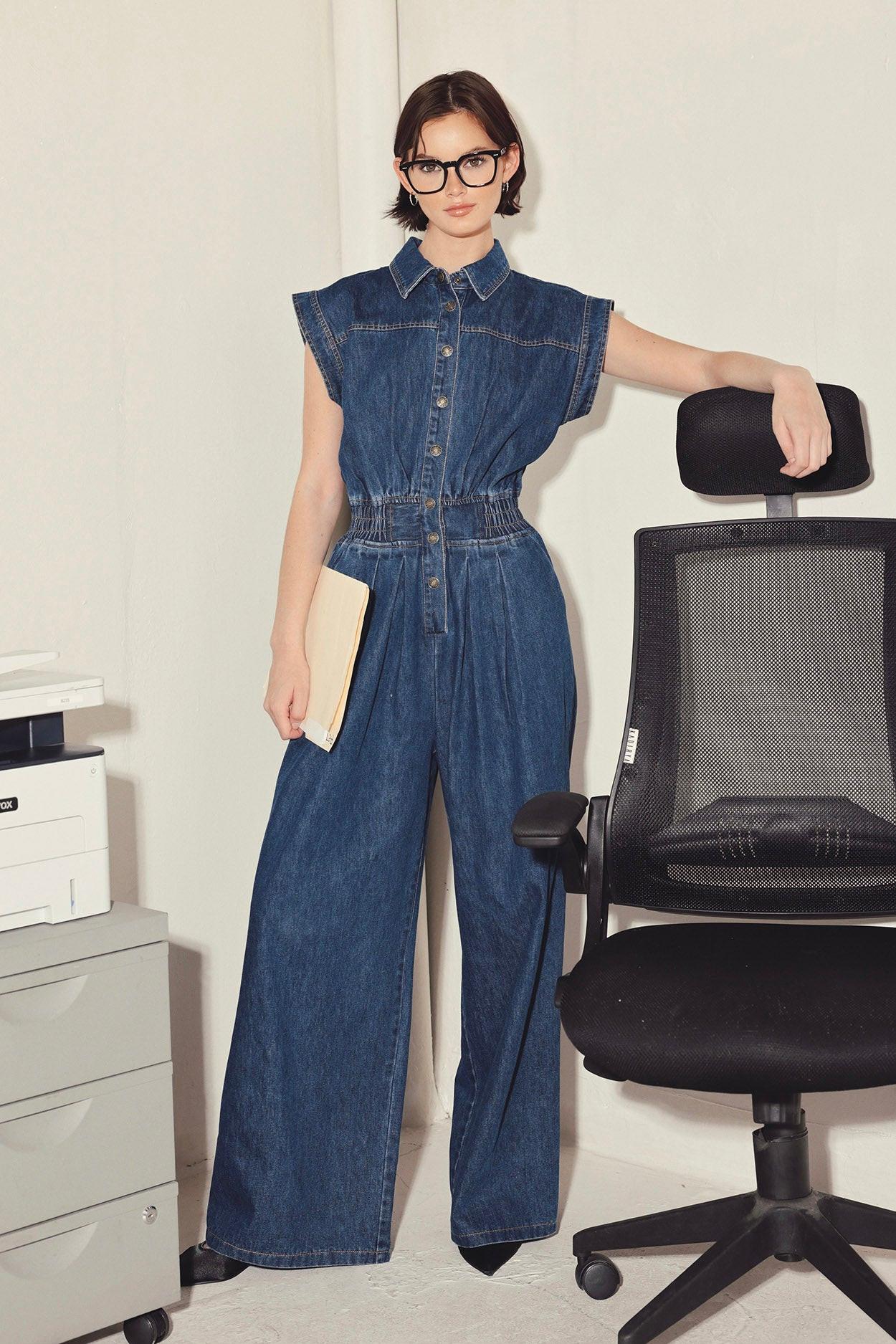 POWER PLAY DENIM JUMPSUIT