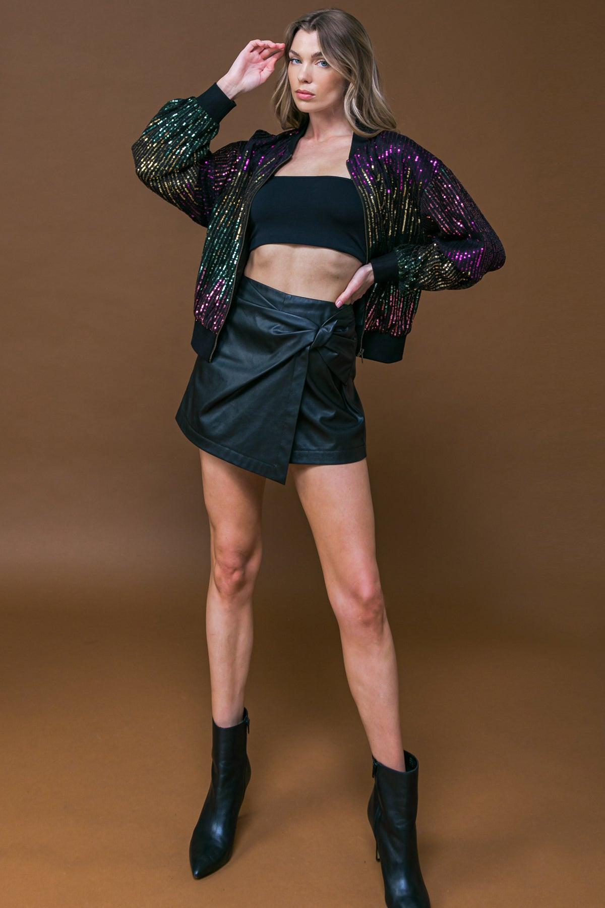 ENTERTAIN ME SEQUIN BOMBER JACKET
