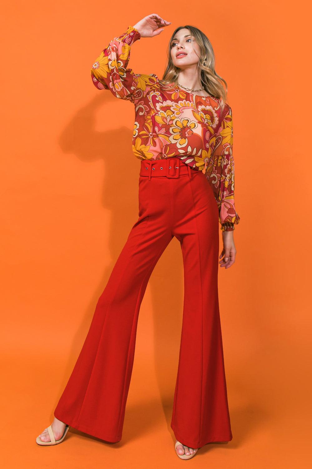 COUNTDOWN THE HOURS WOVEN FLARED PANTS