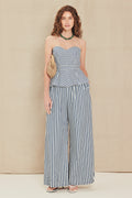 PORTSIDE STRIPE WOVEN WIDE LEG PANTS